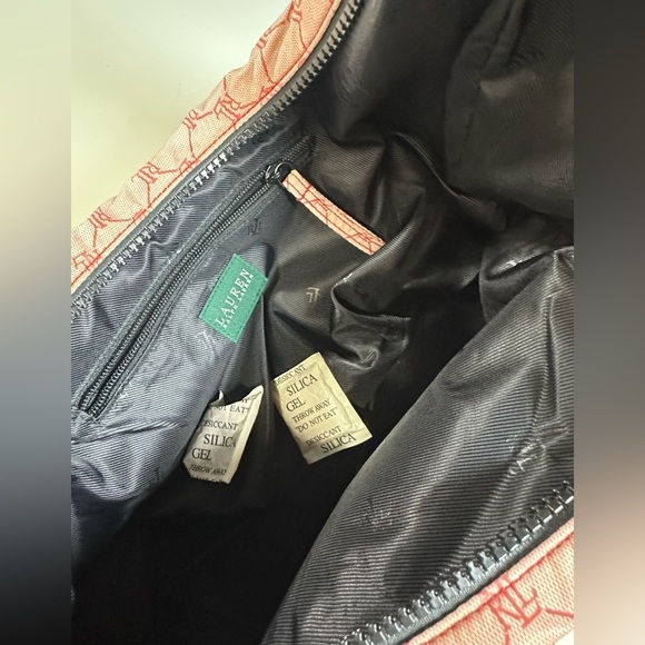 Vintage 90's RLL Lauren Ralph Lauren Pink Hobo Handbag Purse Monogram Nylon - Picture 6 of 7